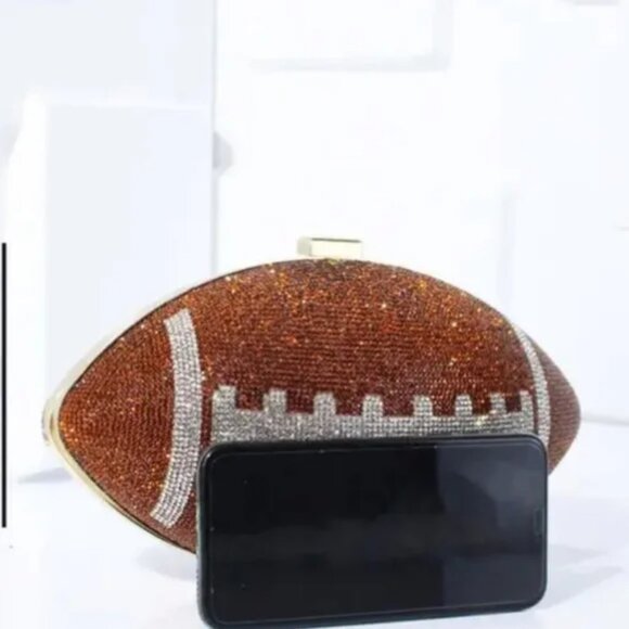 SPARKLY RHINESTONE FOOTBALL CROSSBODY PURSE - Picture 6 of 6
